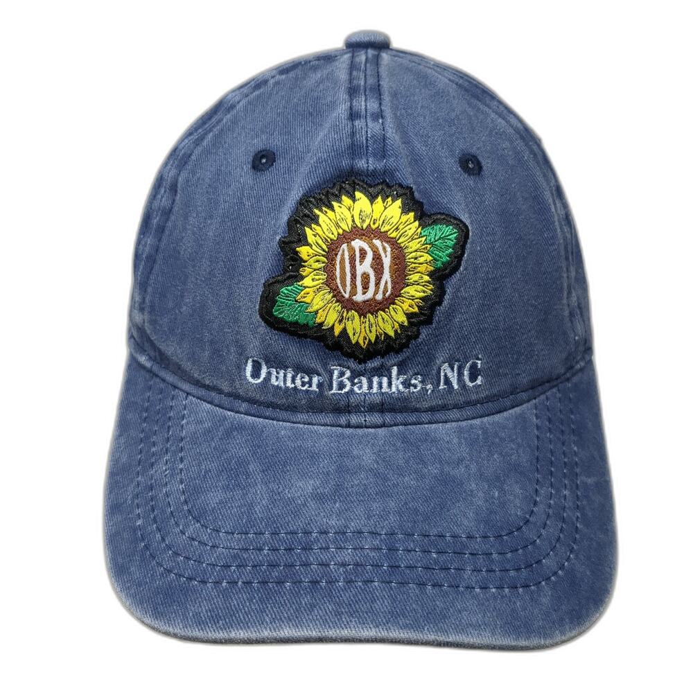 OBX Outer Banks, NC Strapback Baseball Cap Blue One Size Adjustable Embroidered